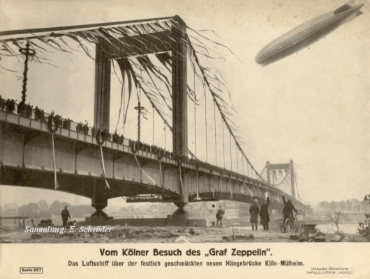 Graf Zeppelin over Köln-Mülheim Hängebrücke