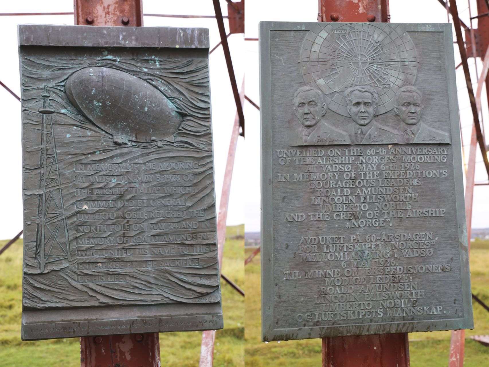 Plaques on Vadsø mast